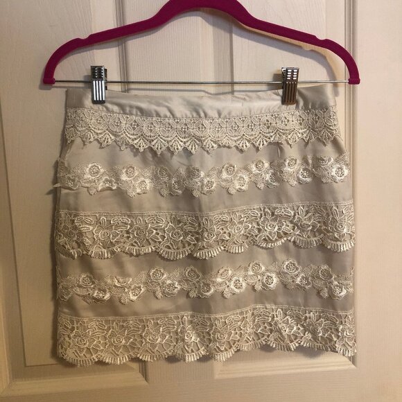 Womens Sans Souci Lace Detail Silk Skirt Size M - Picture 1 of 3